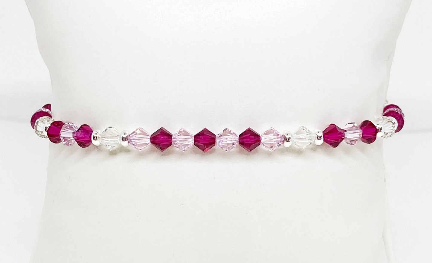 Swarovski Crystal Bracelet in Velvet Rose - with Ruby and Light Pink Swarovski Crystals