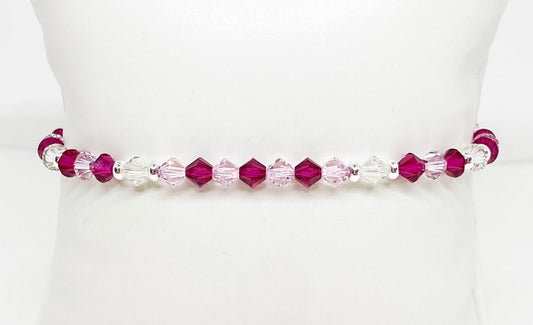 Swarovski Crystal Bracelet in Velvet Rose - with Ruby and Light Pink Swarovski Crystals