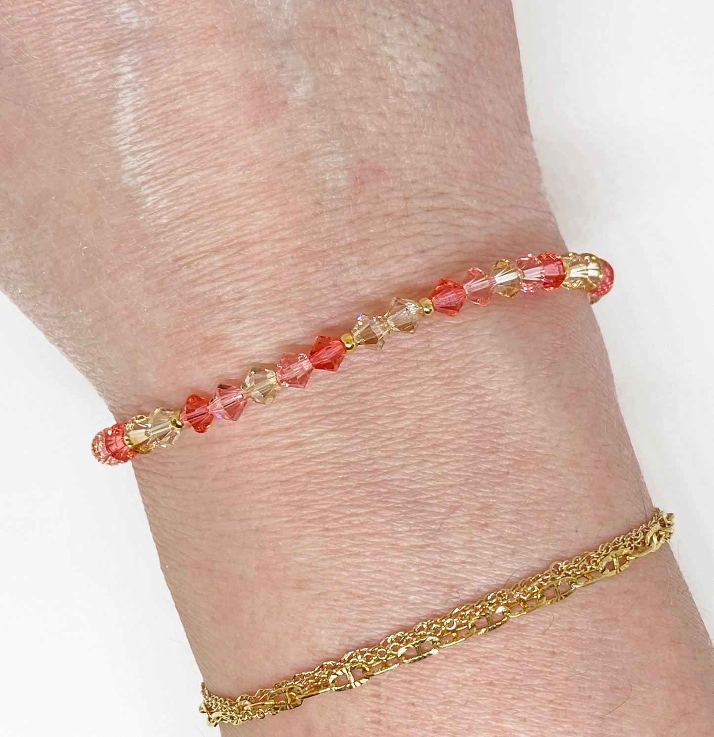 Swarovski Crystal Stretch Accent Bracelet in Honeyed Rose