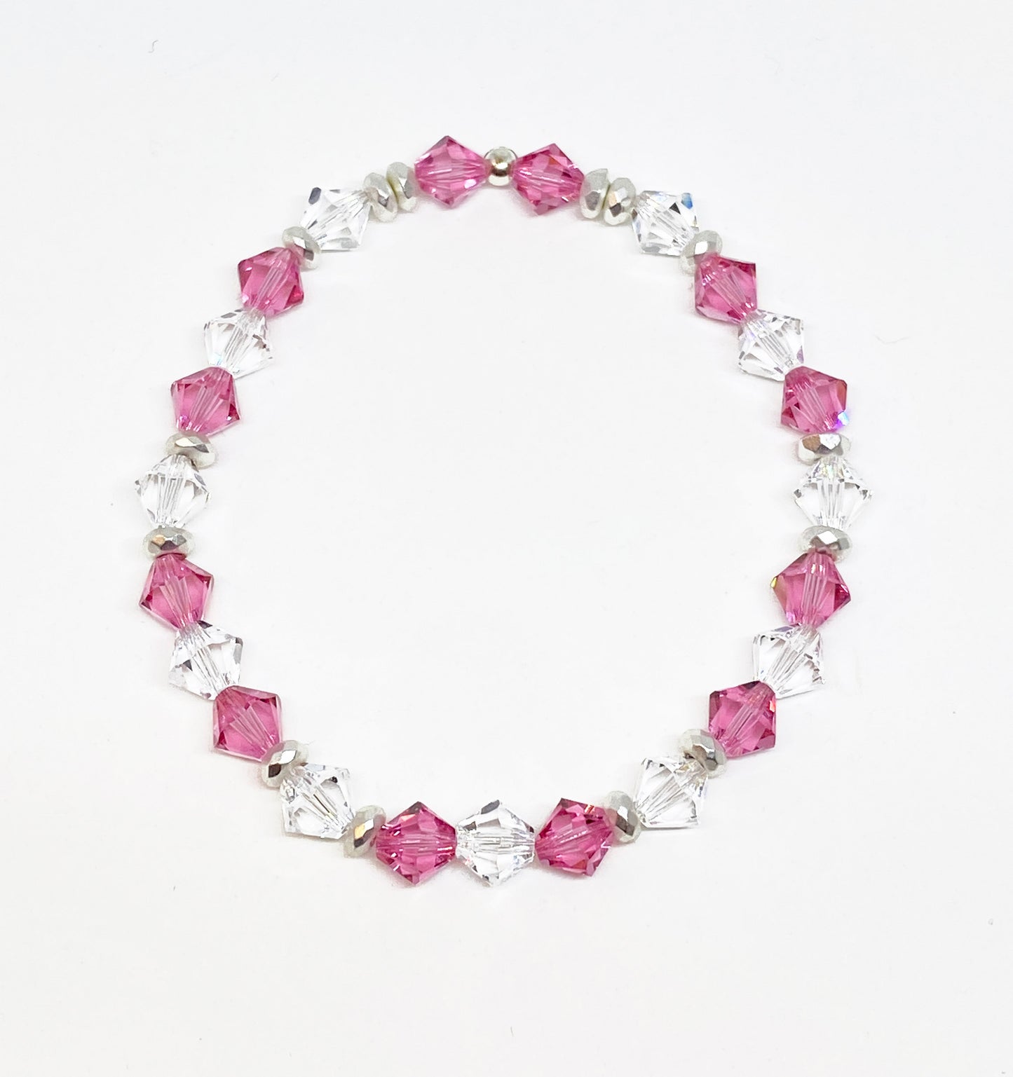 6mm Swarovski Crystal Bracelet Rose and Crystal Clear with Silver Spacers