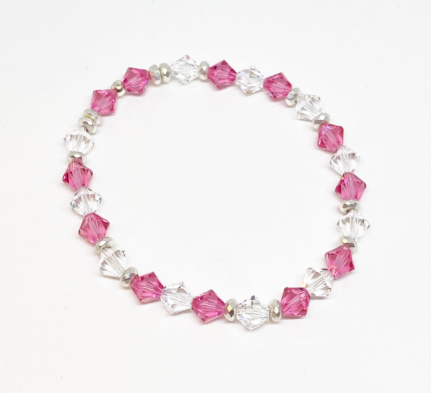 6mm Swarovski Crystal Bracelet Rose and Crystal Clear with Silver Spacers