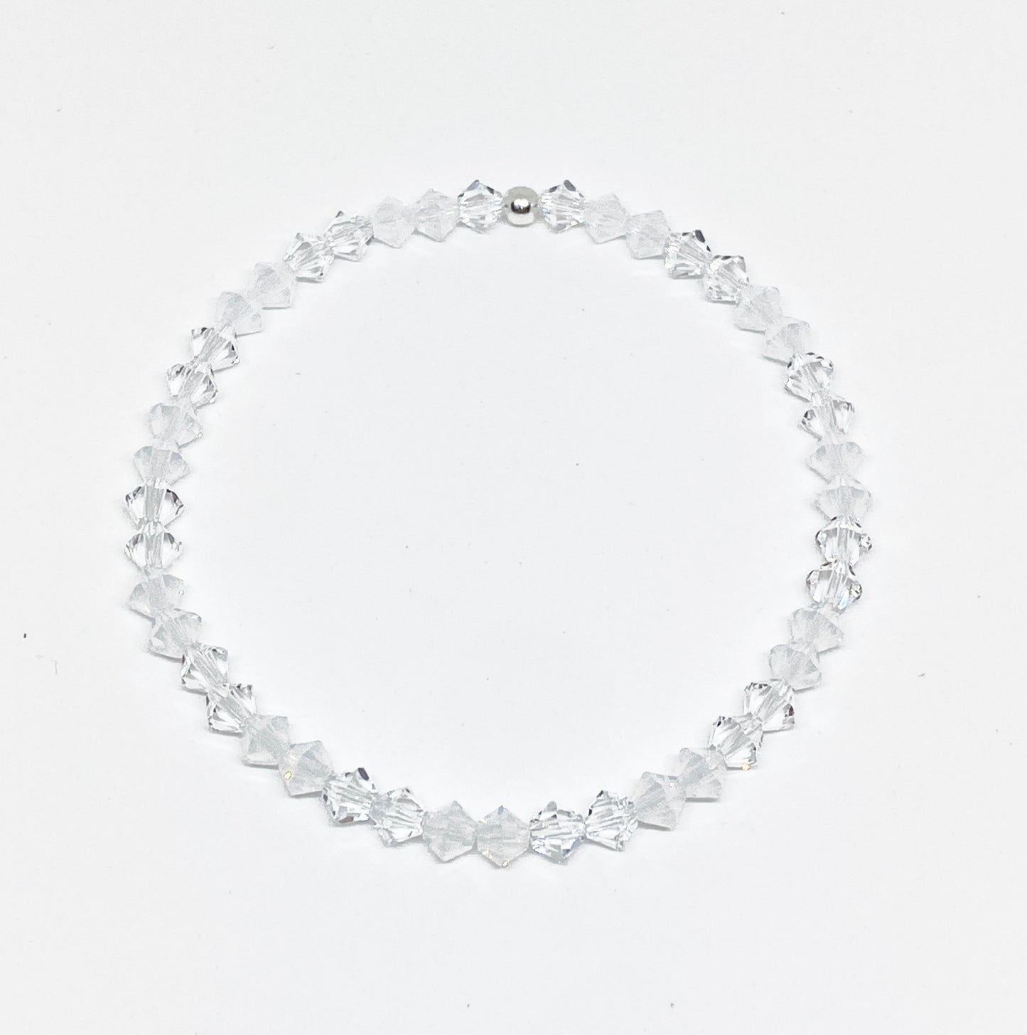 Swarovski Crystal Stretch Accent Bracelet in Crystal Opal - with White Opal and Clear Swarovski Crystals