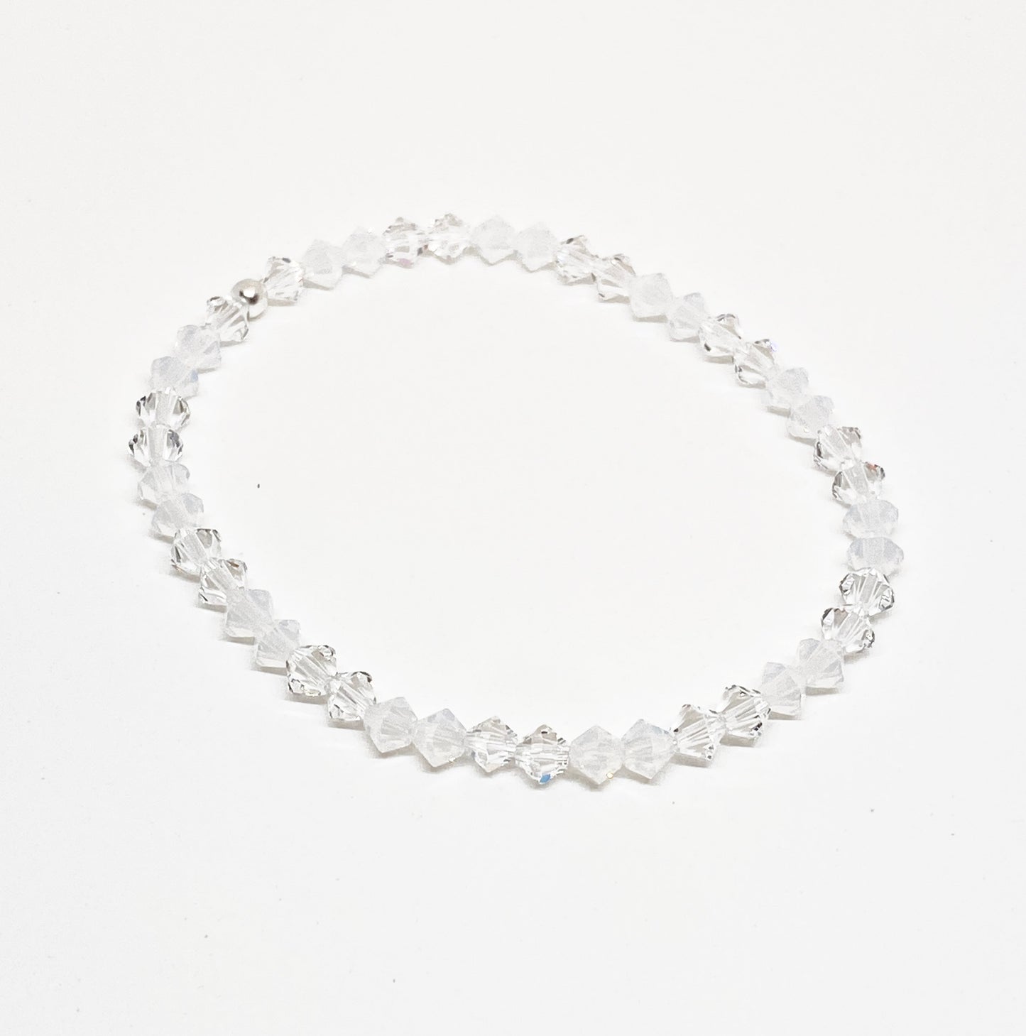 Swarovski Crystal Stretch Accent Bracelet in Crystal Opal - with White Opal and Clear Swarovski Crystals