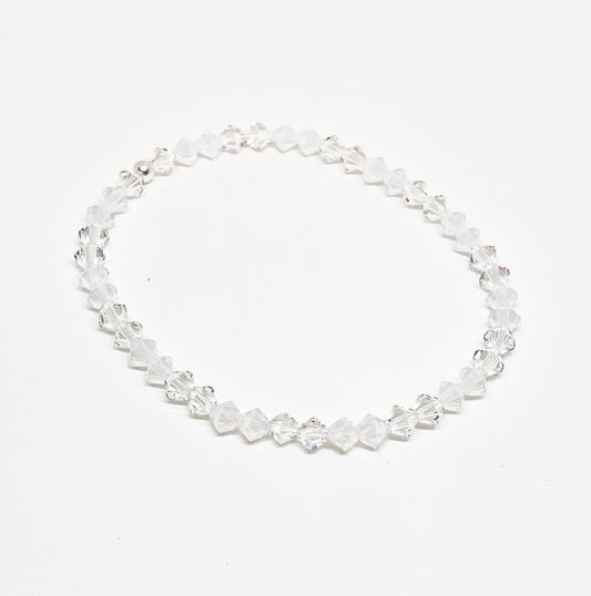 Swarovski Crystal Stretch Accent Bracelet in Crystal Opal - with White Opal and Clear Swarovski Crystals