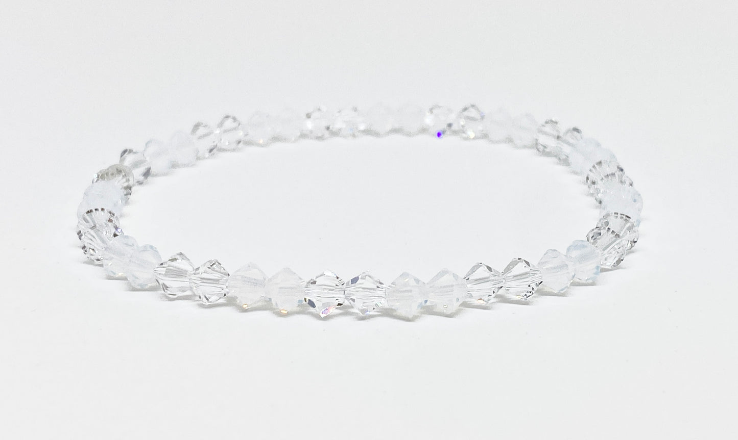 Swarovski Crystal Stretch Accent Bracelet in Crystal Opal - with White Opal and Clear Swarovski Crystals