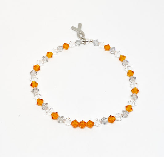 Swarovski Crystal Limited Edition Charity Beaded Bracelet in Tangerine for Multiple Sclerosis Awareness Month