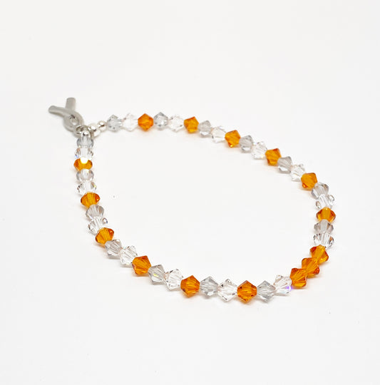 Swarovski Crystal Limited Edition Charity Beaded Bracelet in Tangerine for Multiple Sclerosis Awareness Month