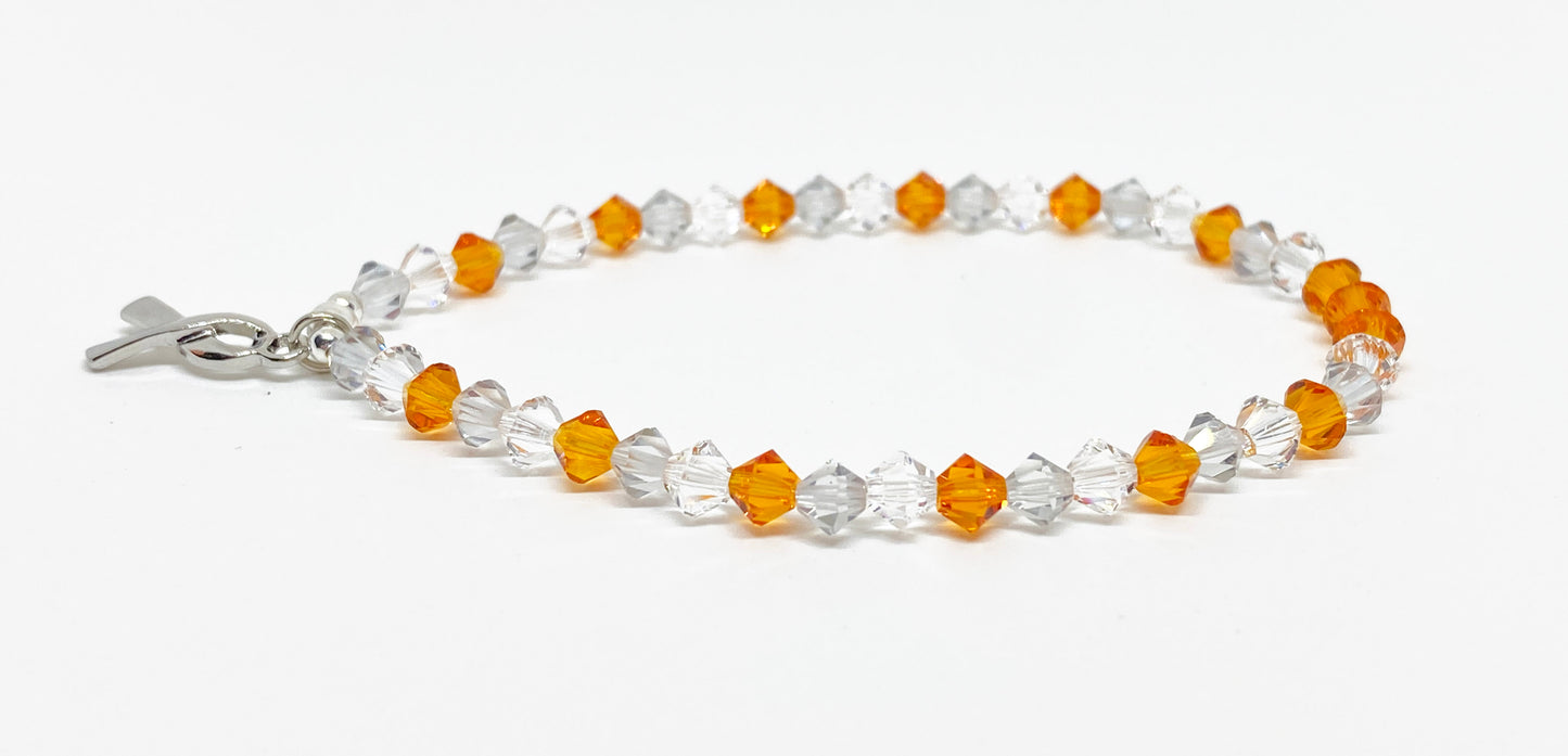 Swarovski Crystal Limited Edition Charity Beaded Bracelet in Tangerine for Multiple Sclerosis Awareness Month