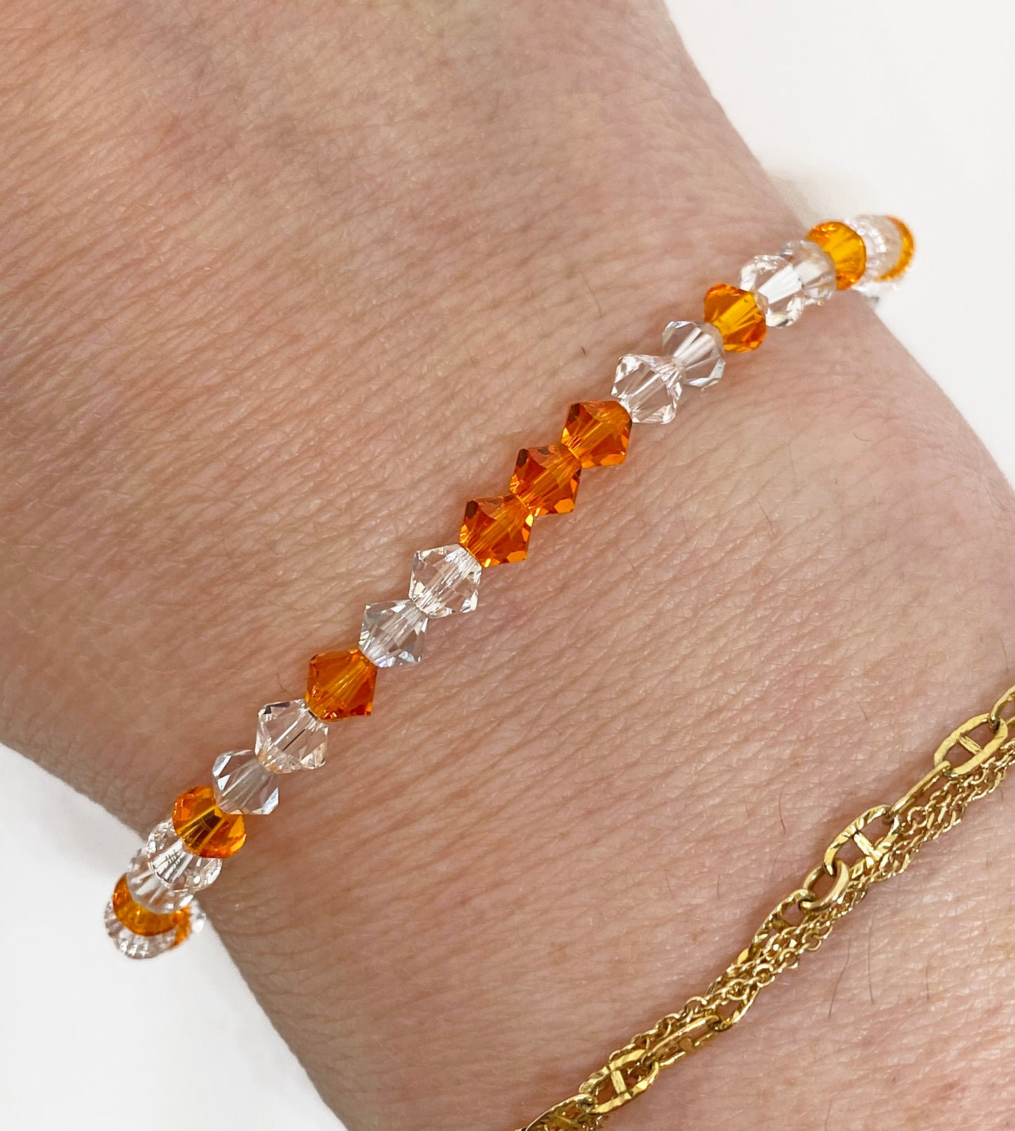 Swarovski Crystal Limited Edition Charity Beaded Bracelet in Tangerine for Multiple Sclerosis Awareness Month
