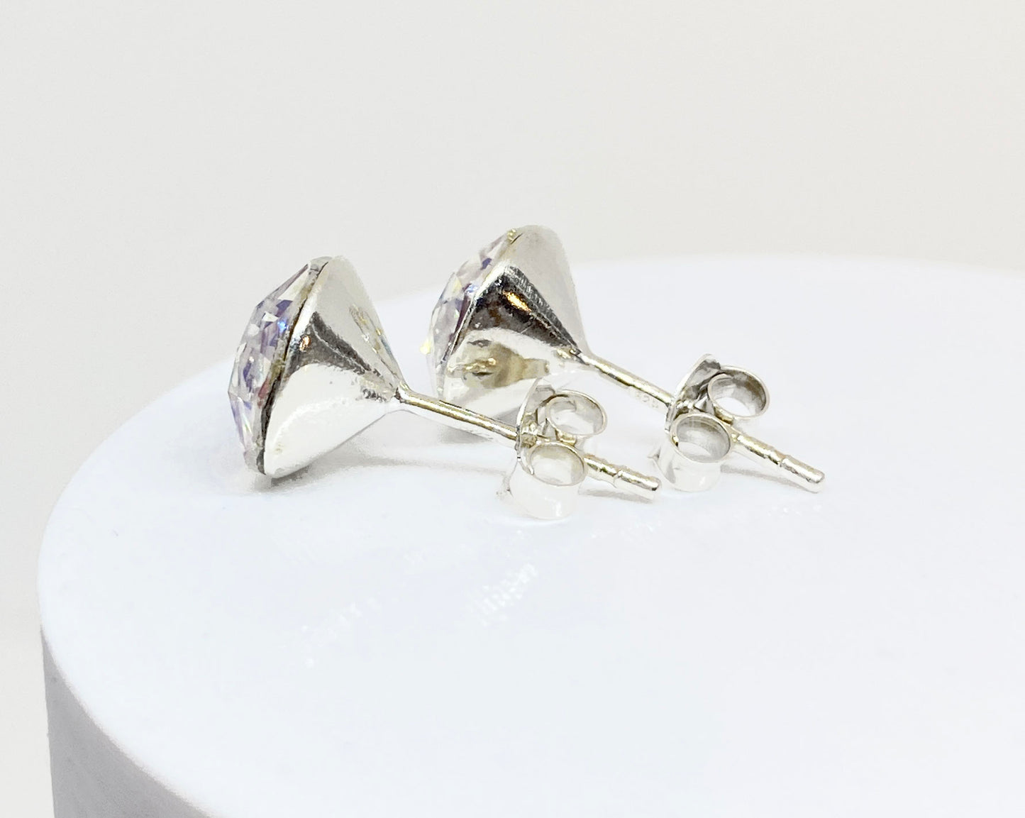 8mm Swarovski Crystal Stud Earrings in Crystal Shimmer, set in Sterling Silver