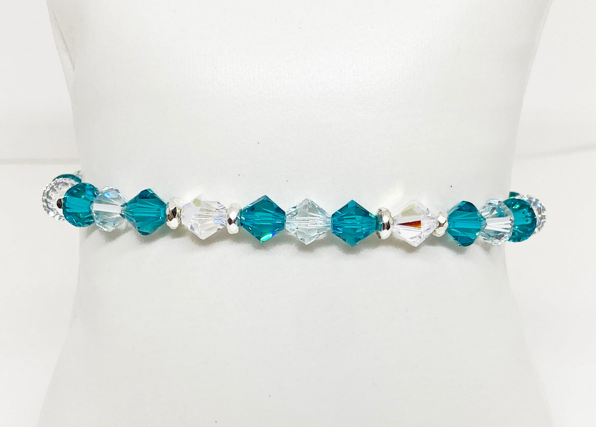 Swarovski Crystal 6mm Charity Beaded Bracelet in Treasured Teal for Ovarian Cancer Awareness