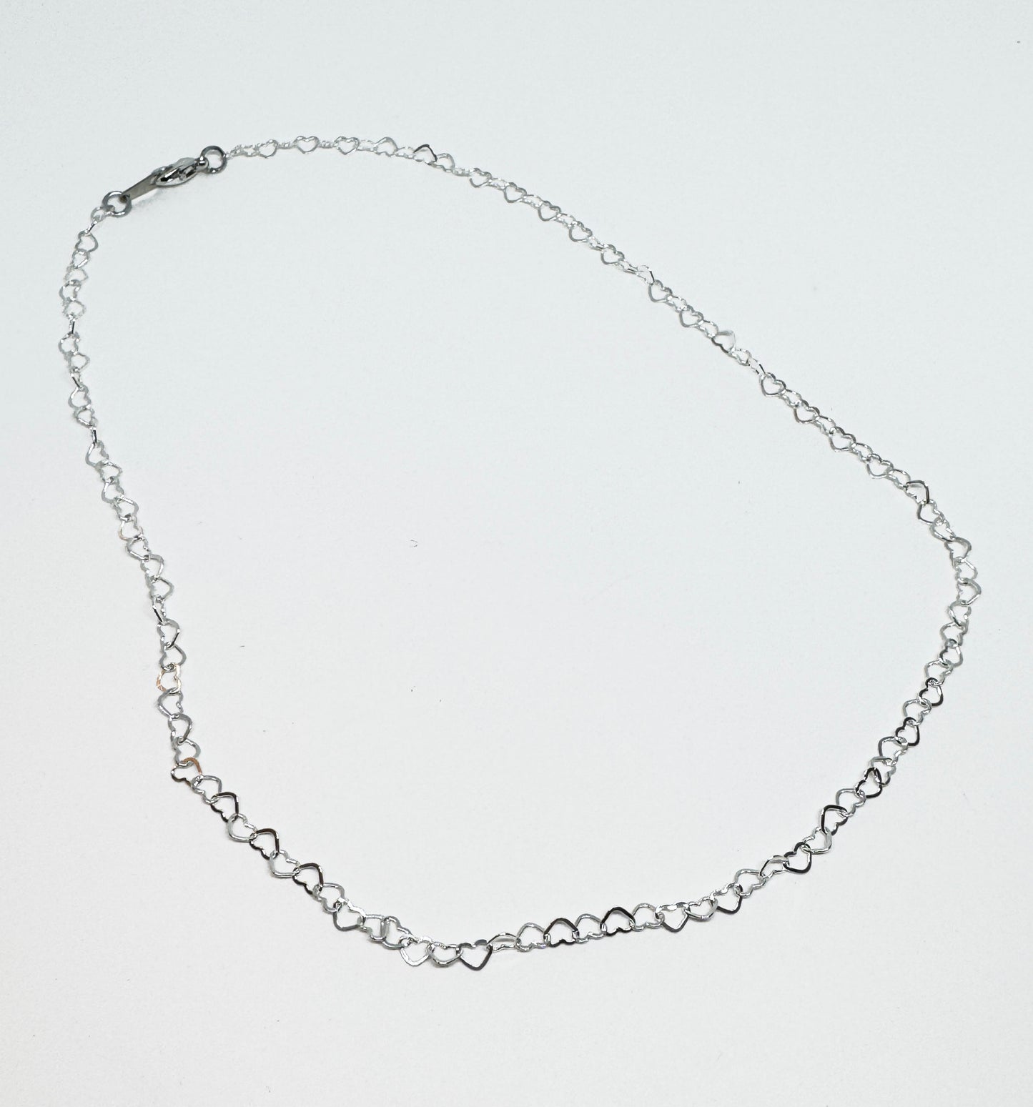 Dainty Mini Heart Link Necklace in Sterling Silver