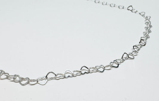 Dainty Mini Heart Link Necklace in Sterling Silver