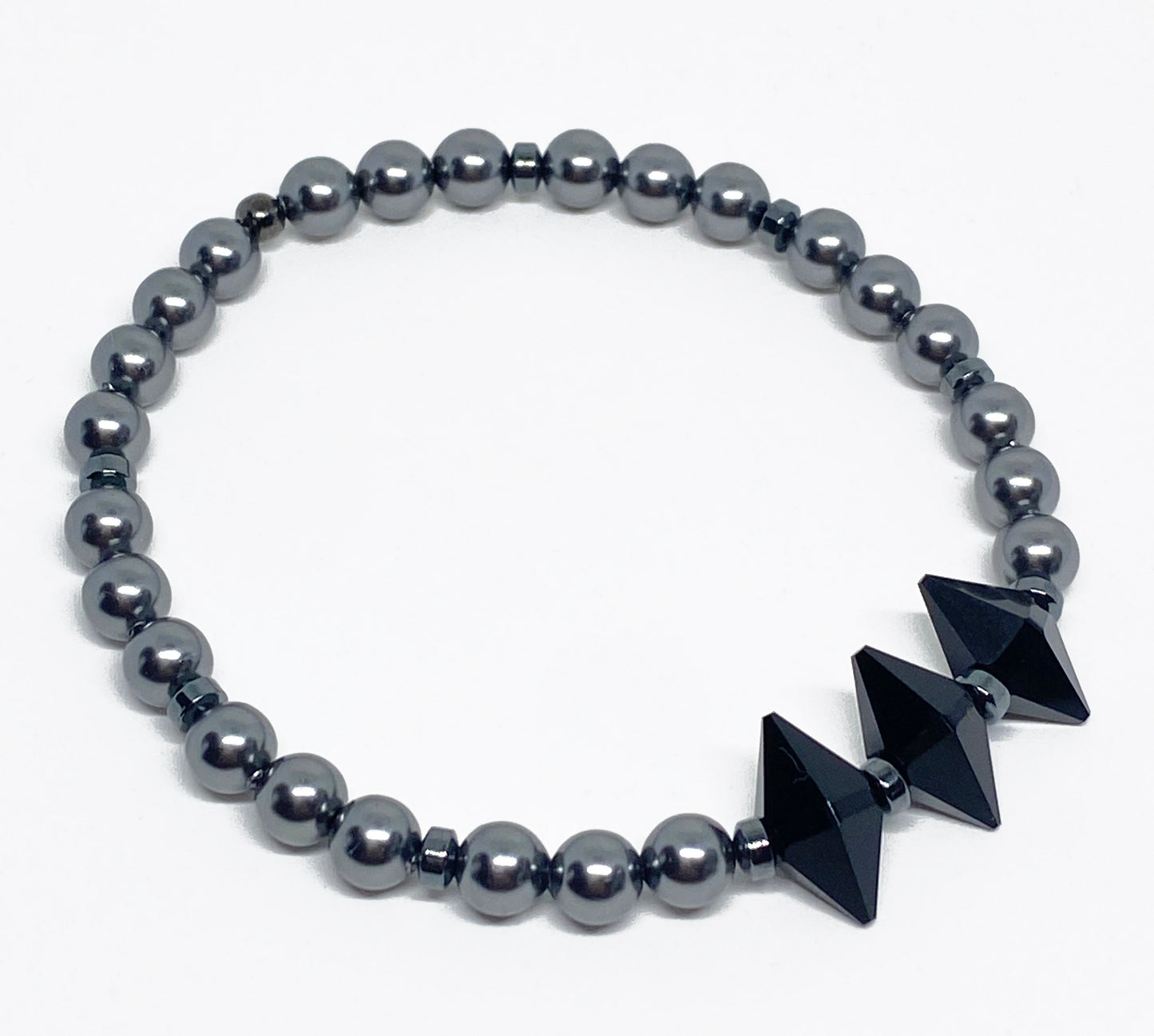 Swarovski Pearl and Crystal Accent Bracelet in Jet Black and Dark Gray