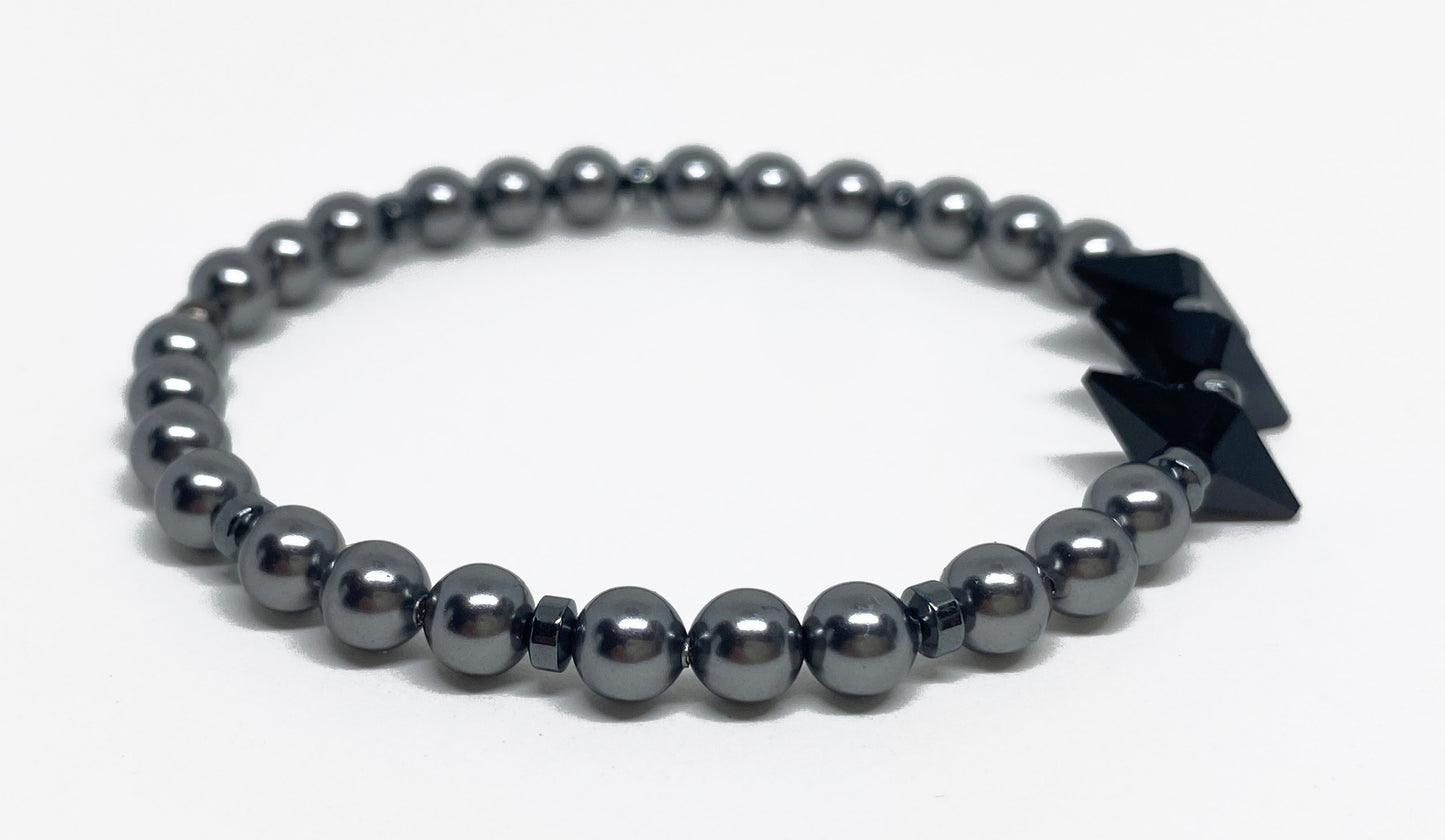 Swarovski Pearl and Crystal Accent Bracelet in Jet Black and Dark Gray