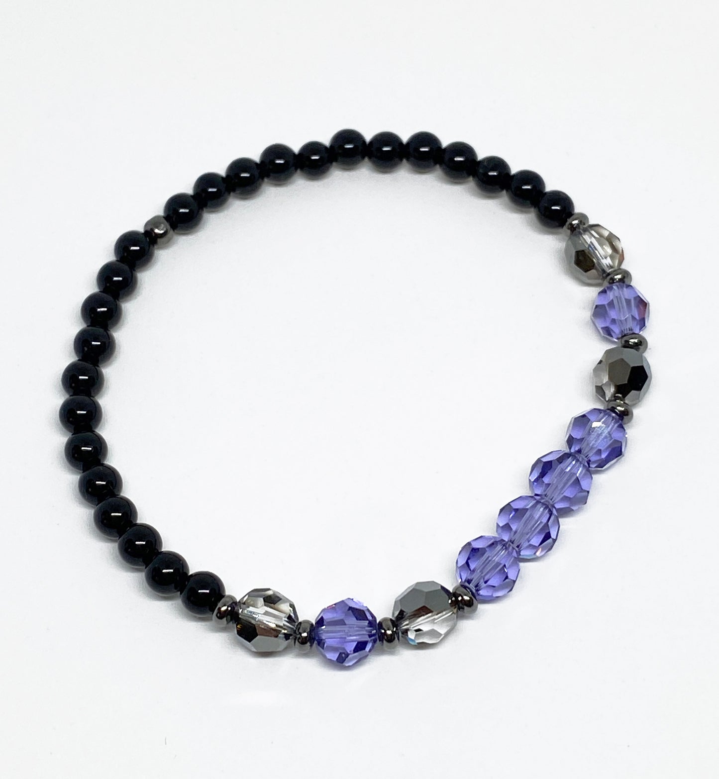 Halloween Swarovski Round Crystal Beaded Bracelet in Purple and Black