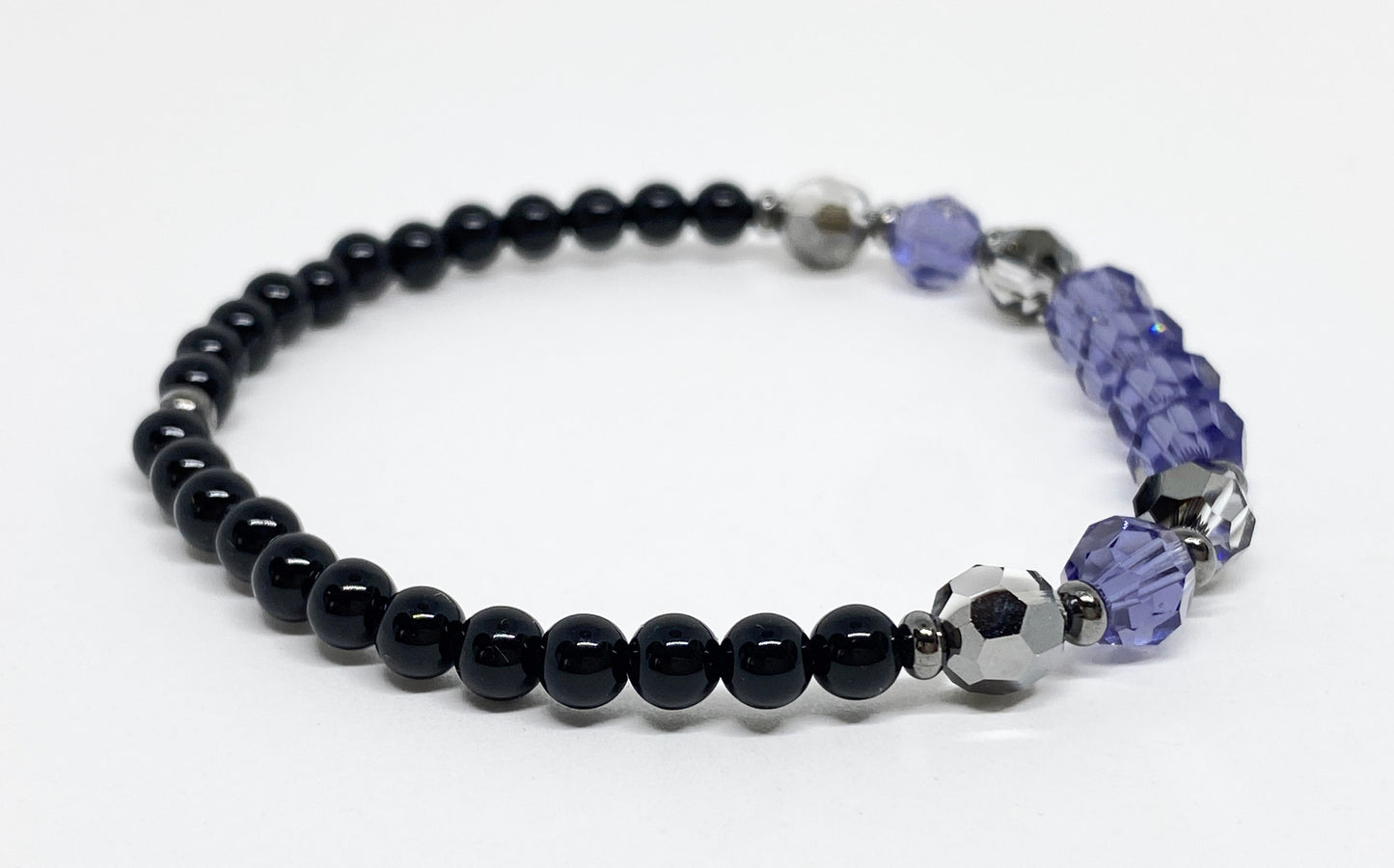 Halloween Swarovski Round Crystal Beaded Bracelet in Purple and Black