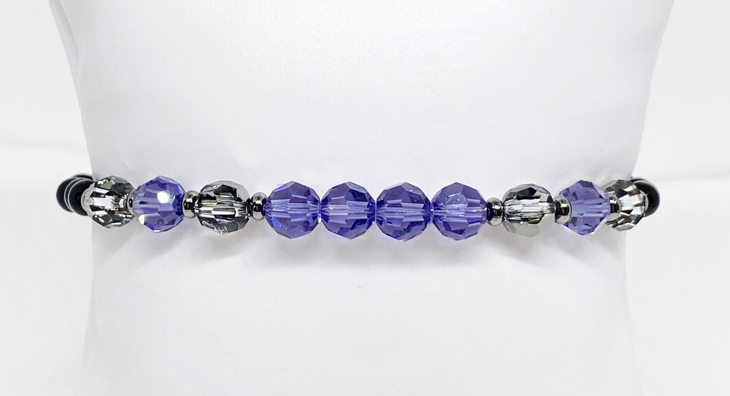 Halloween Swarovski Round Crystal Beaded Bracelet in Purple and Black