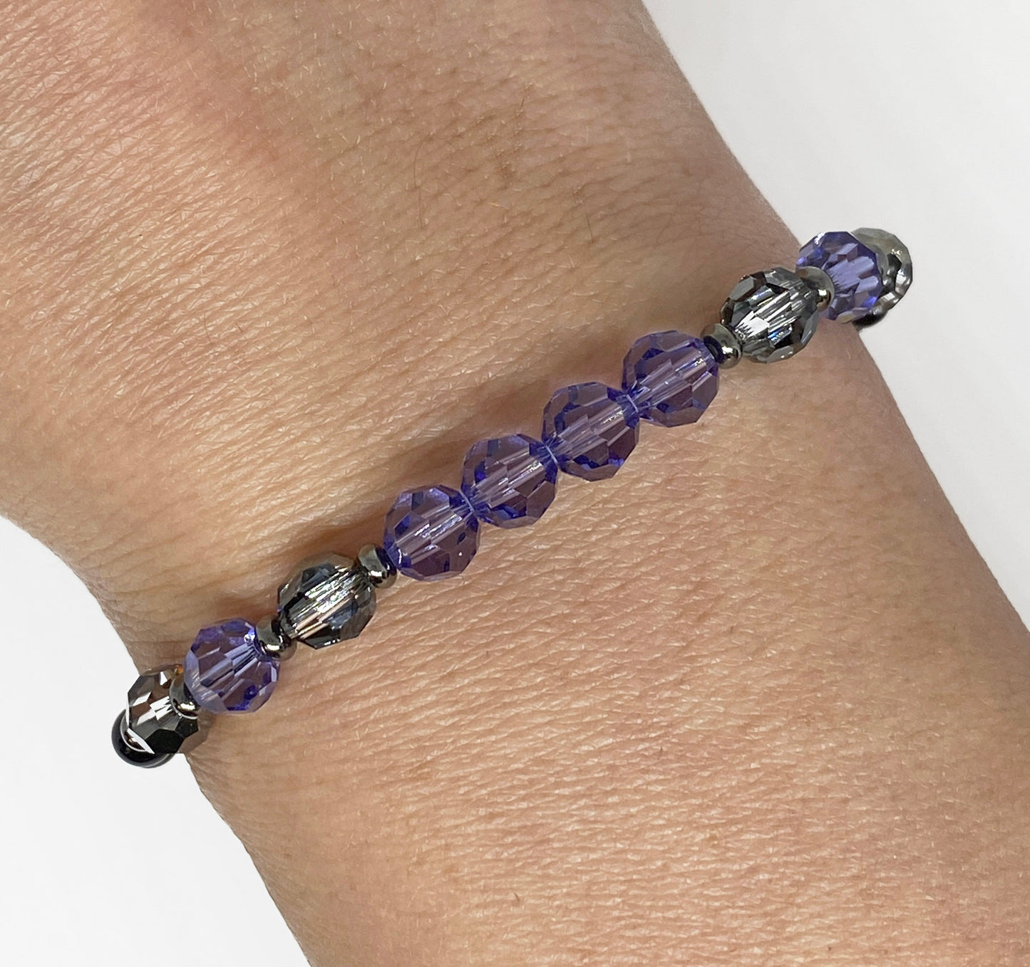 Halloween Swarovski Round Crystal Beaded Bracelet in Purple and Black