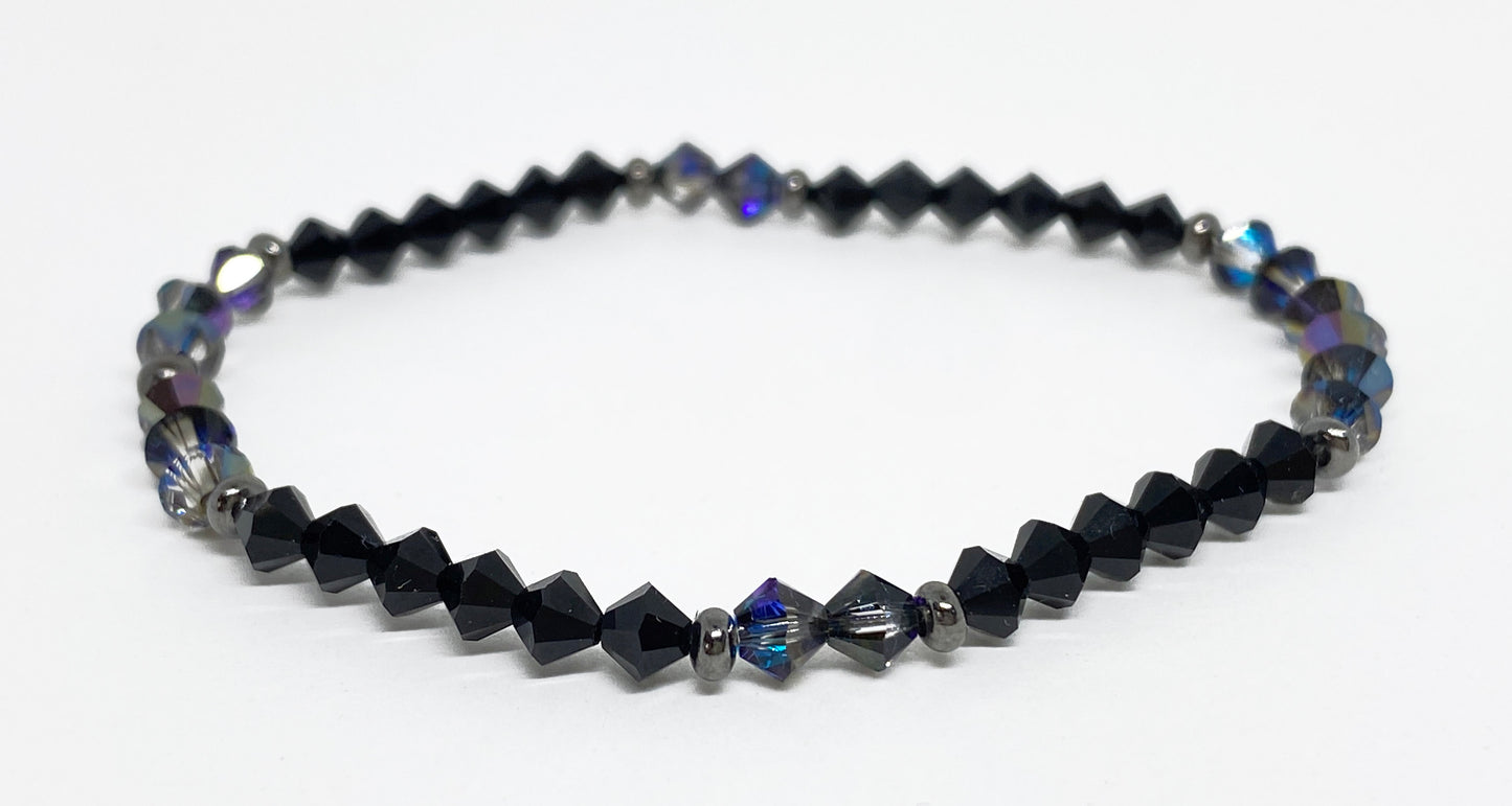 Halloween Swarovski Crystal Beaded Stretch Bracelet in Midnight Spell