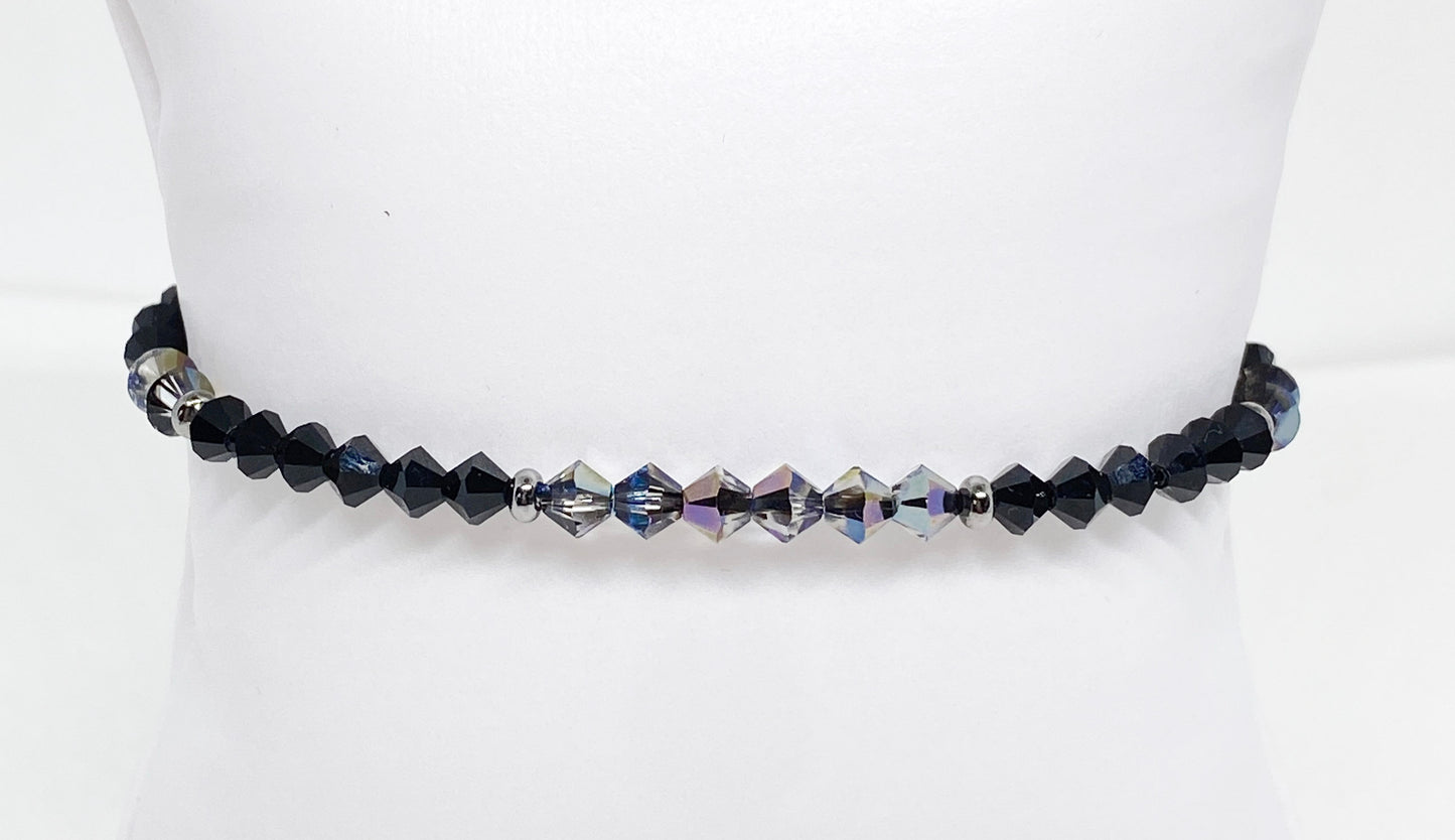 Halloween Swarovski Crystal Beaded Stretch Bracelet in Midnight Spell