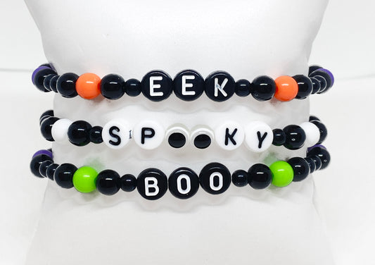 Halloween Acrylic Bracelets in Boo, Spooky, or EEK!