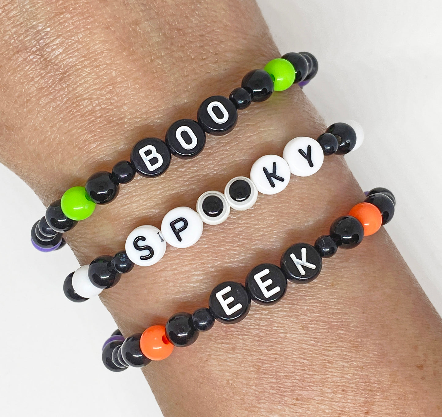 Halloween Acrylic Bracelets in Boo, Spooky, or EEK!