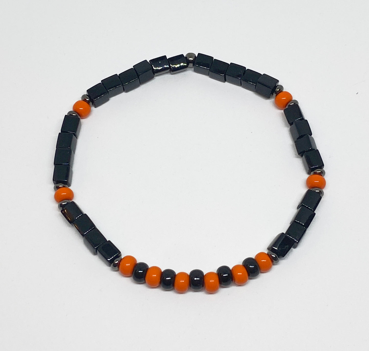 Halloween Black and Orange Seed Bead Bracelet