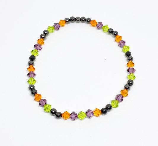 Halloween Swarovski Crystal Beaded Stretch Bracelet in Haunting Glow