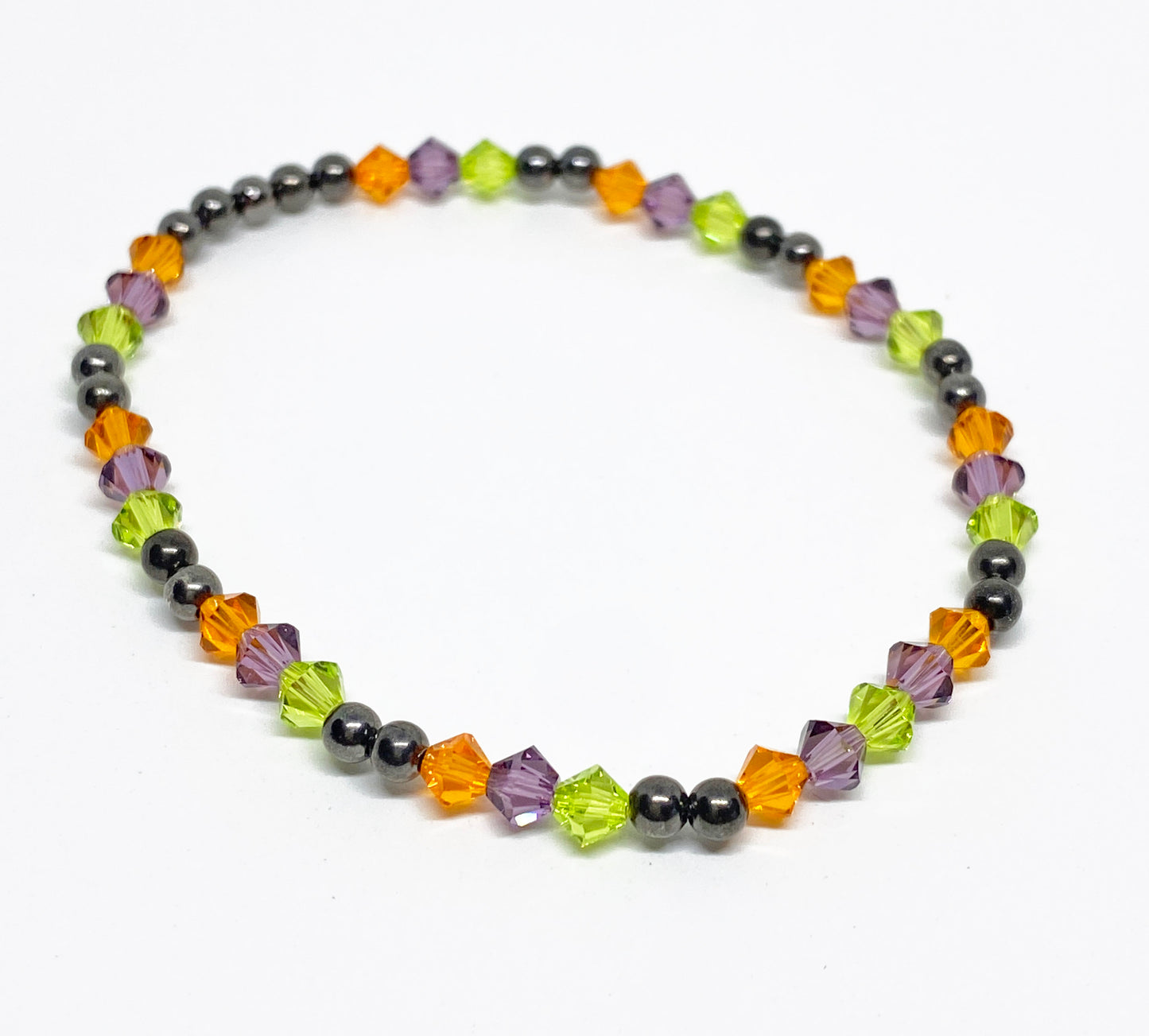 Halloween Swarovski Crystal Beaded Stretch Bracelet in Haunting Glow