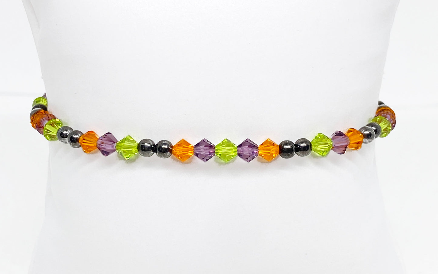 Halloween Swarovski Crystal Beaded Stretch Bracelet in Haunting Glow