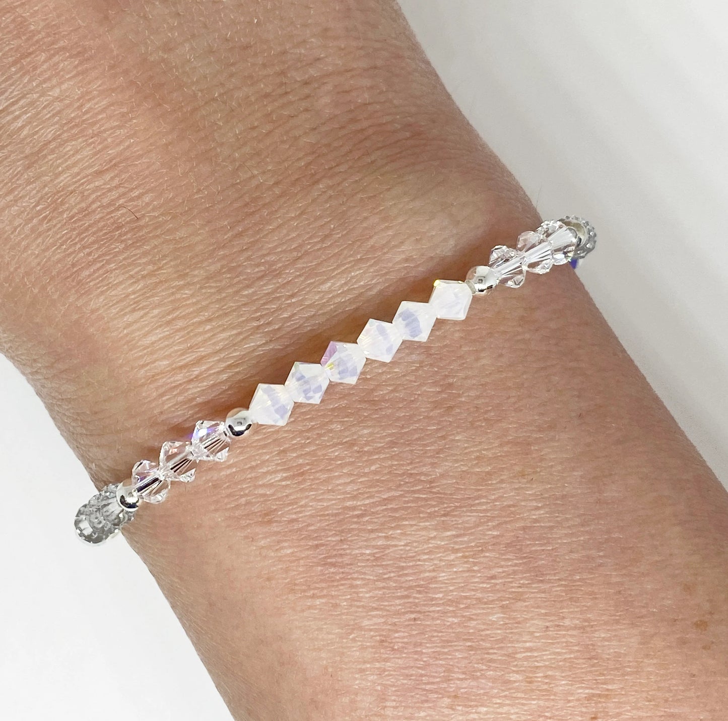 Swarovski Crystal Limited Edition Charity Beaded Bracelet in Opalescent for Lung Cancer Awareness