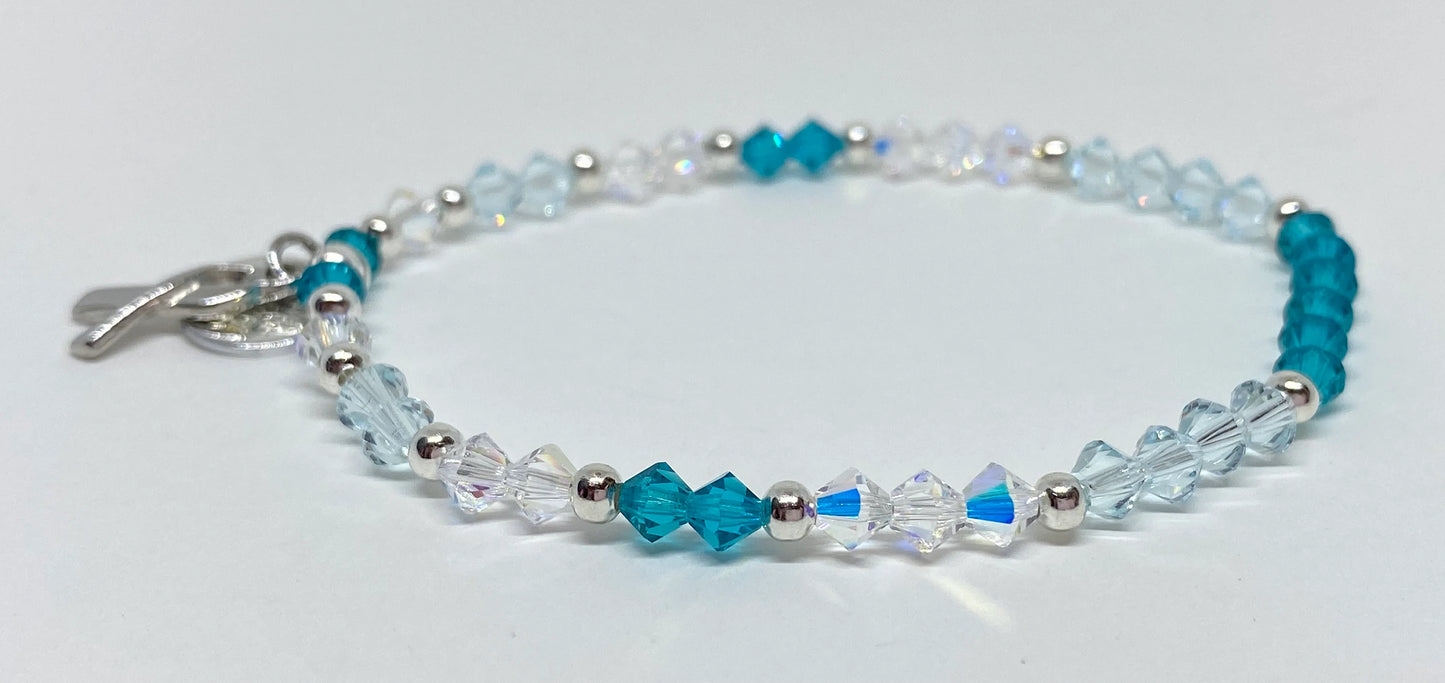 Swarovski Crystal Limited Edition Charity Beaded Bracelet in Treasured Teal for Ovarian Cancer Awareness