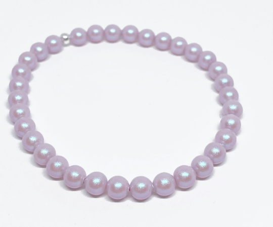 5mm Swarovski Pearl Accent Bead Bracelet in Iridescent Dreamy Rose Pink