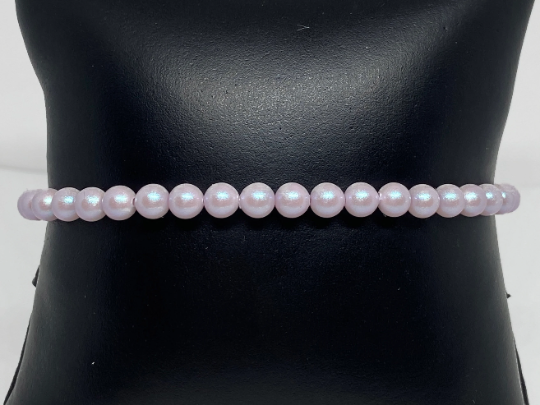 5mm Swarovski Pearl Accent Bead Bracelet in Iridescent Dreamy Rose Pink