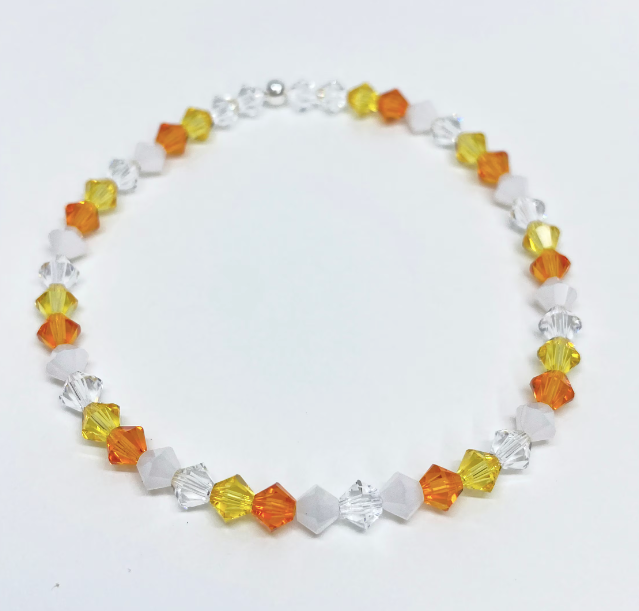 Halloween Swarovski Crystal Beaded Stretch Bracelet in Candy Corn