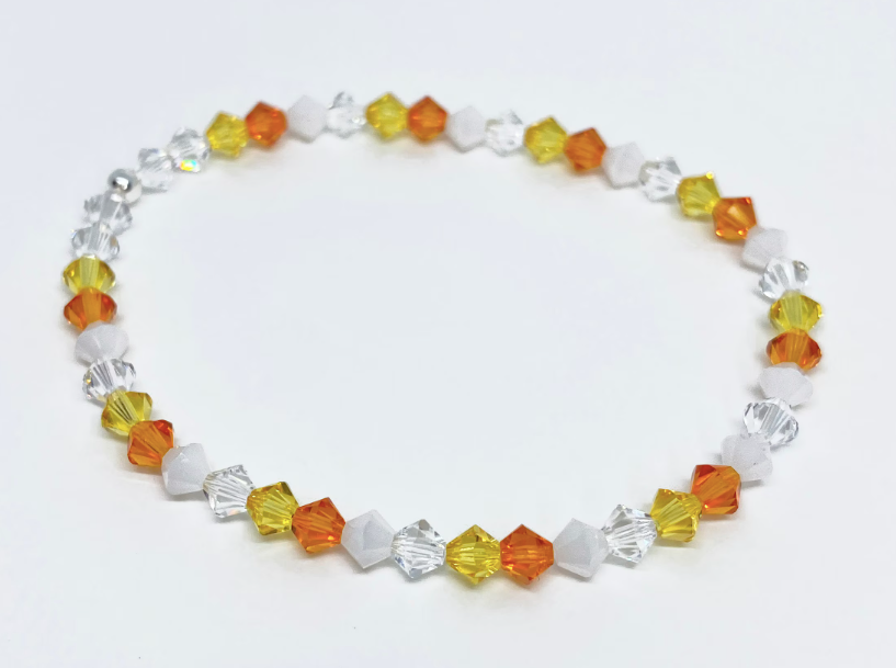 Halloween Swarovski Crystal Beaded Stretch Bracelet in Candy Corn