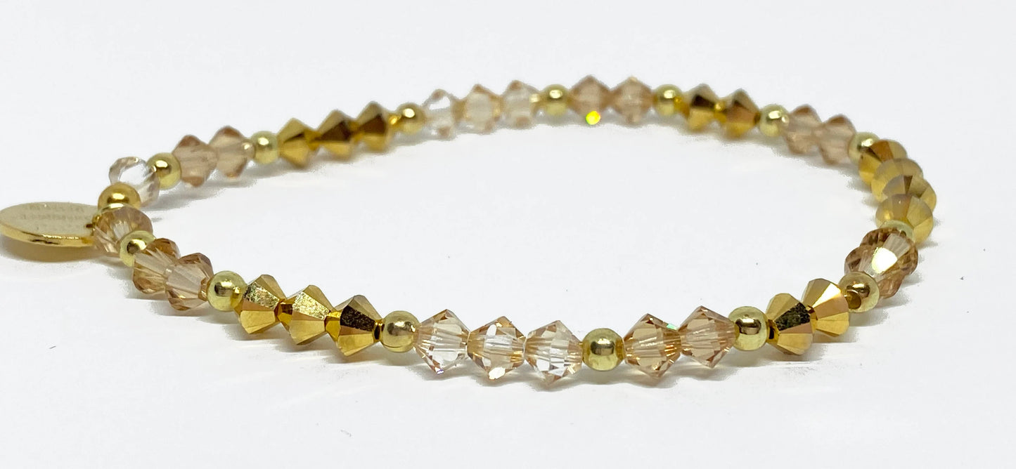 Swarovski Crystal Limited Edition Gold Charity Beaded Bracelet - supporting St. Jude Children's Hospital