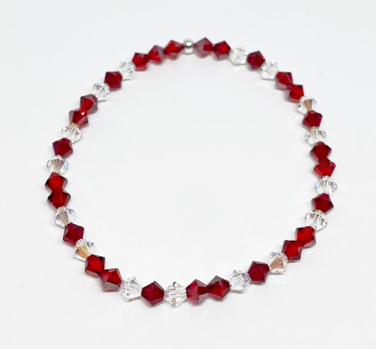 Swarovski Crystal Bracelet in True Love - with Light Siam Red and Crystal Shimmer Swarovski Crystals