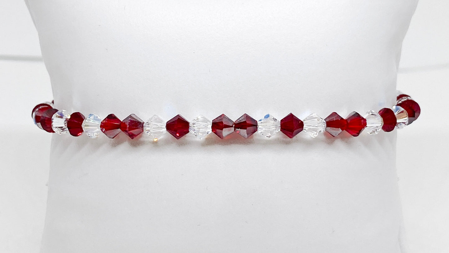 Swarovski Crystal Bracelet in True Love - with Light Siam Red and Crystal Shimmer Swarovski Crystals