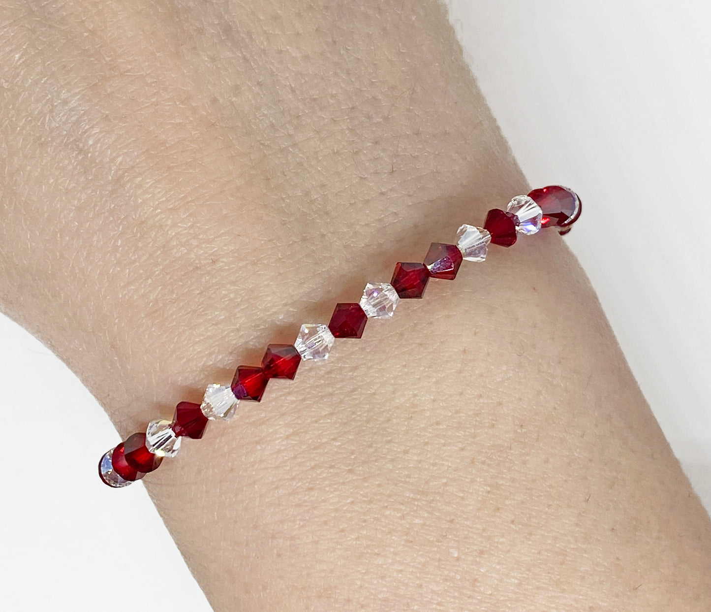 Swarovski Crystal Bracelet in True Love - with Light Siam Red and Crystal Shimmer Swarovski Crystals