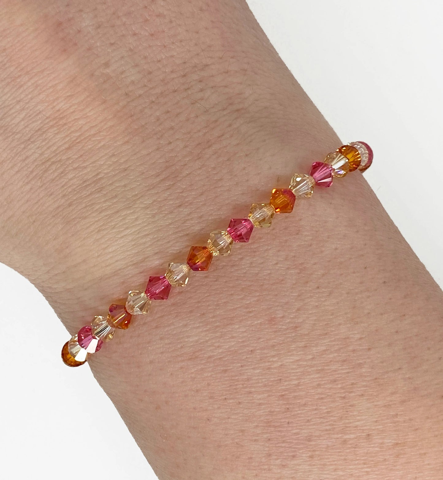 Swarovski Crystal Bracelet in Beloved - with Astral Pink, Golden Shadow, and Indian Pink Swarovski Crystals