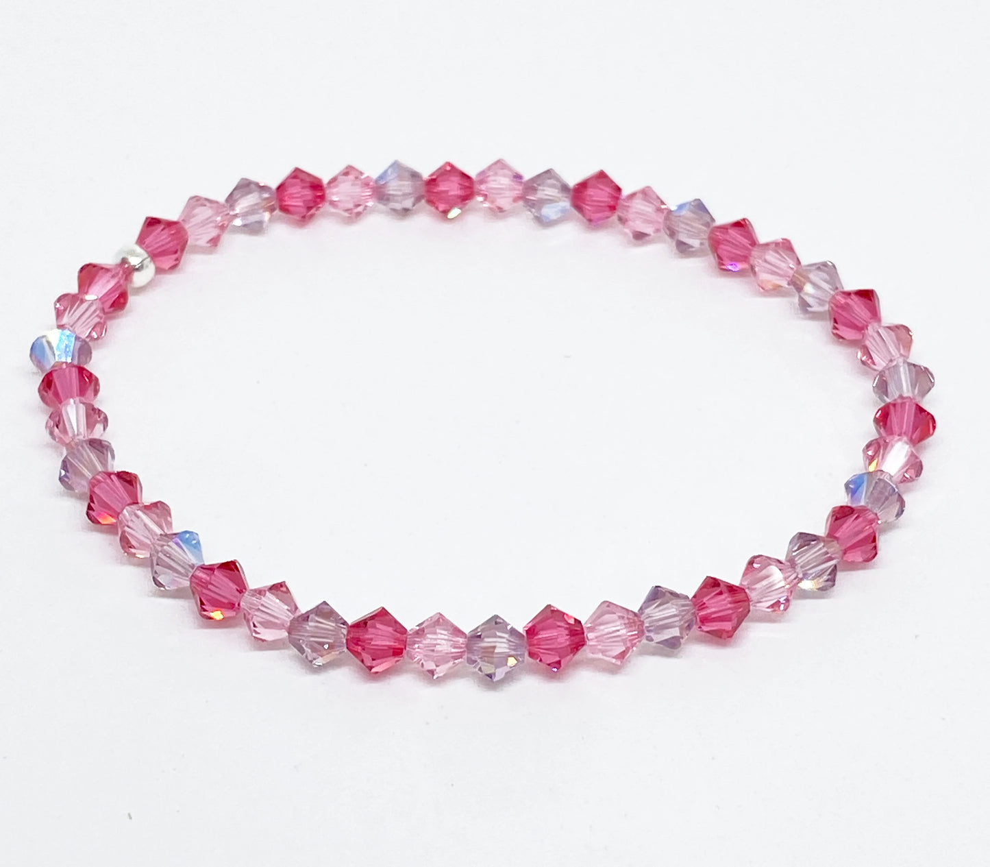 Swarovski Crystal Bracelet in Candy Heart - with Indian Pink, Light Rose, and Light Amethyst Shimmer Swarovski Crystals