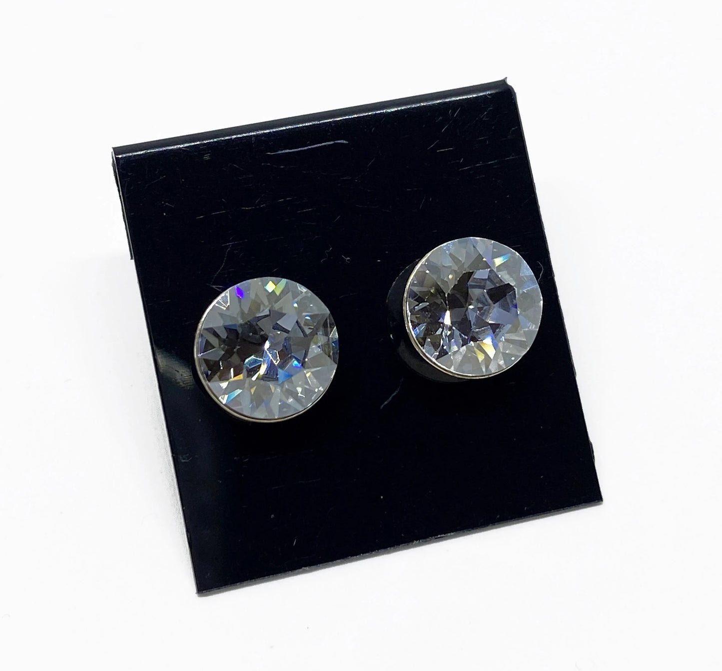 8mm Swarovski Crystal Stud Earrings in Crystal Blue Shade, Pale Blue, set in Sterling Silver