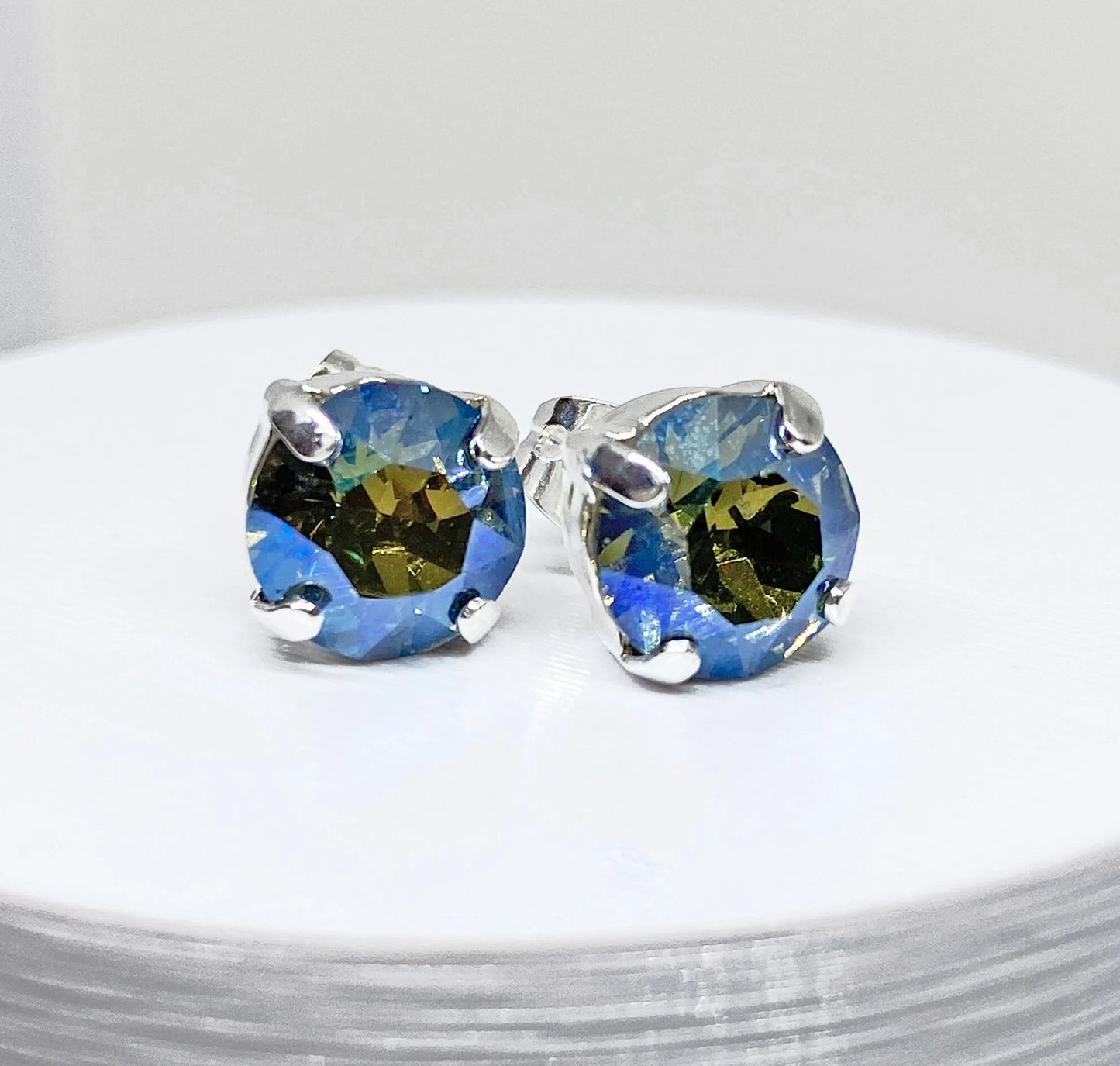 Swarovski Crystal 8mm Crystal Stud Earrings in Black Diamond Moonlight