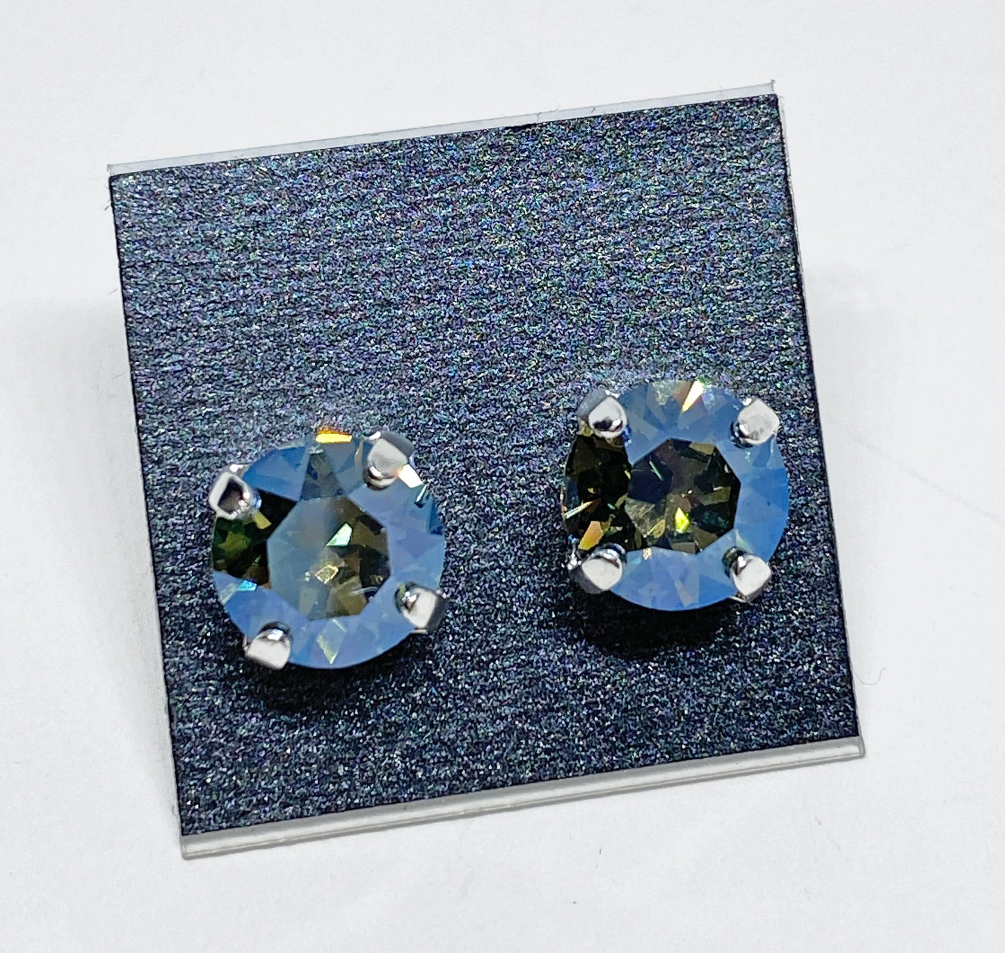 Swarovski Crystal 8mm Crystal Stud Earrings in Black Diamond Moonlight