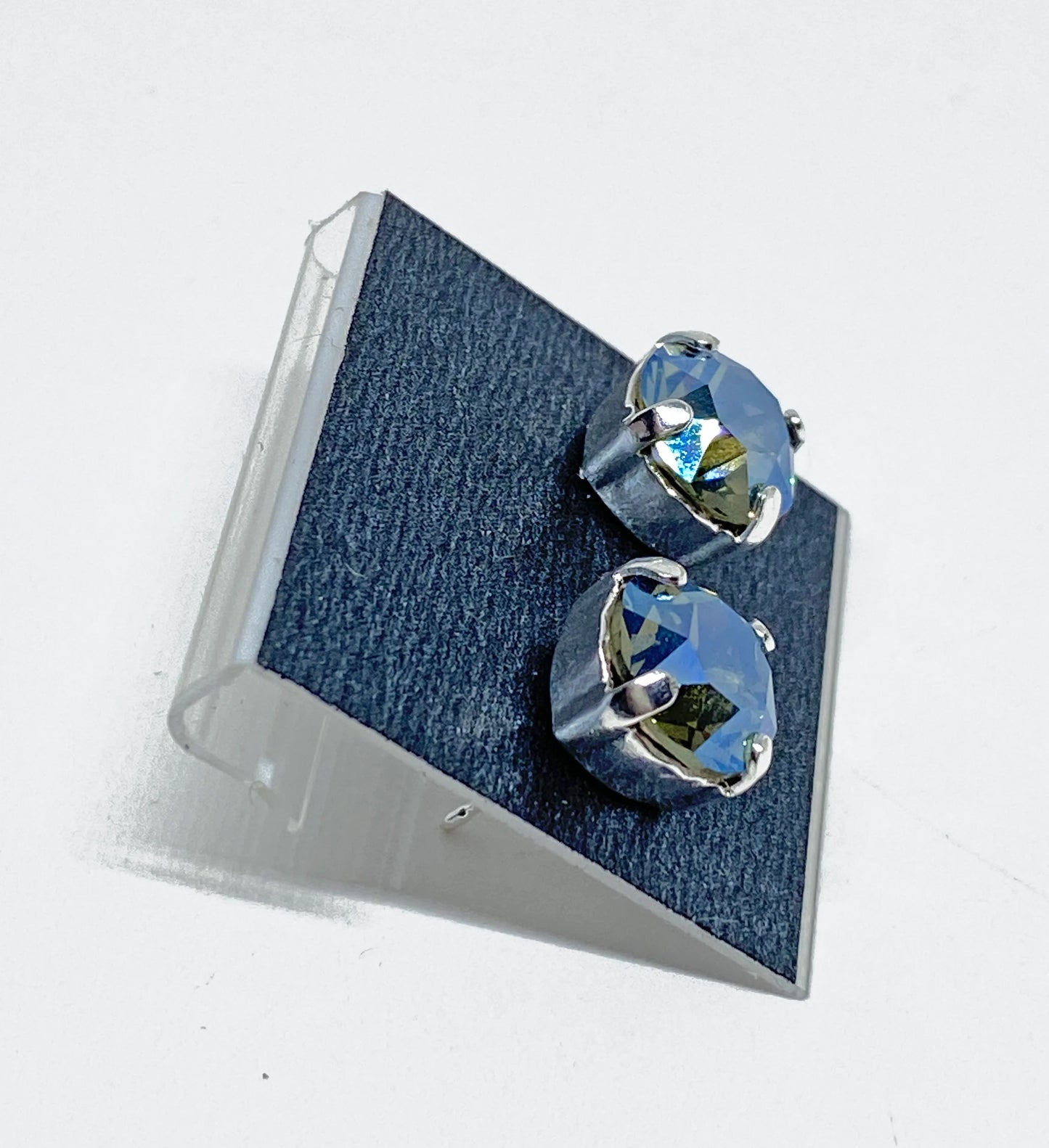 Swarovski Crystal 8mm Crystal Stud Earrings in Black Diamond Moonlight