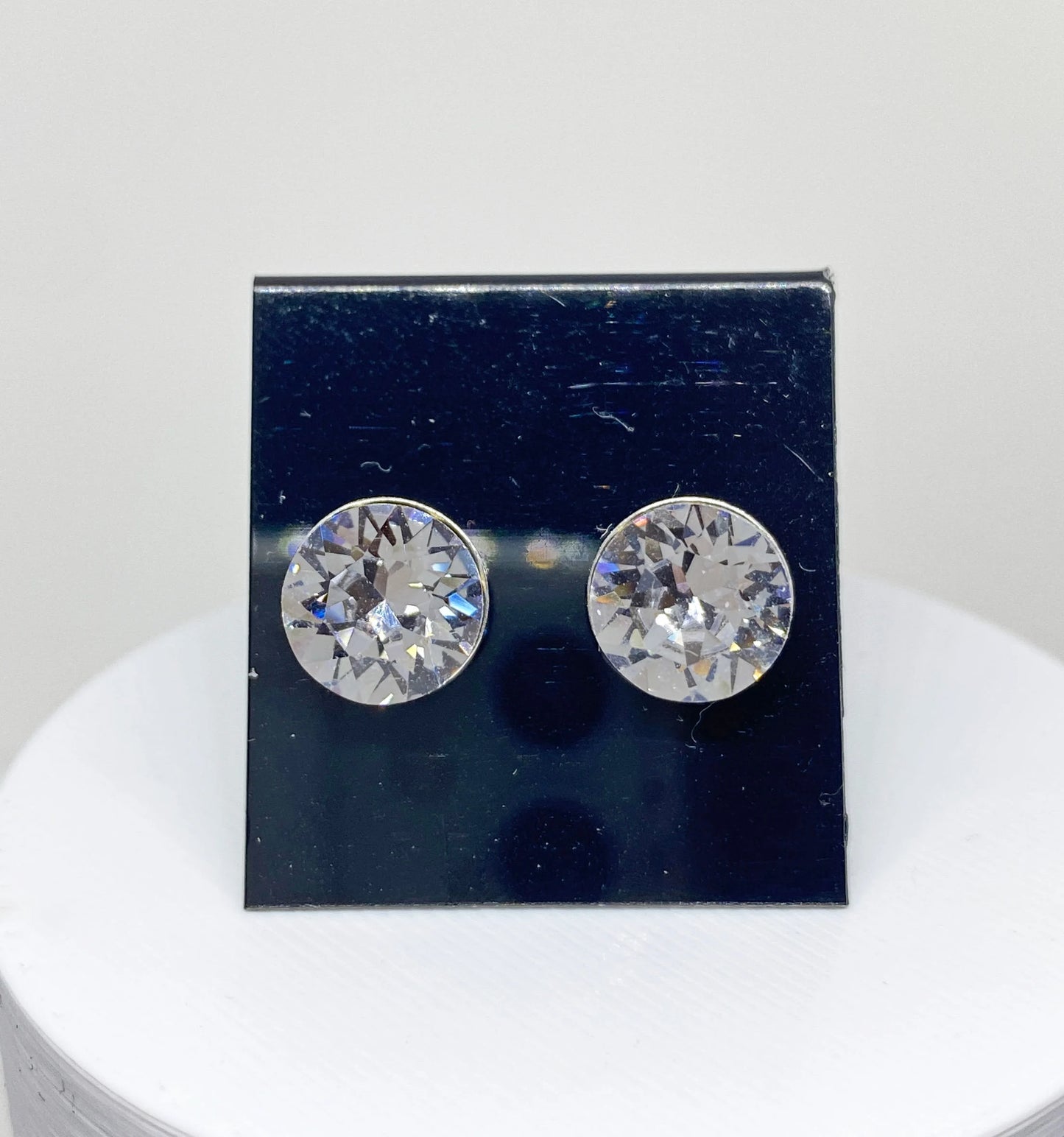 8mm Swarovski Crystal Stud Earrings in Smoky Mauve, set in Sterling Silver