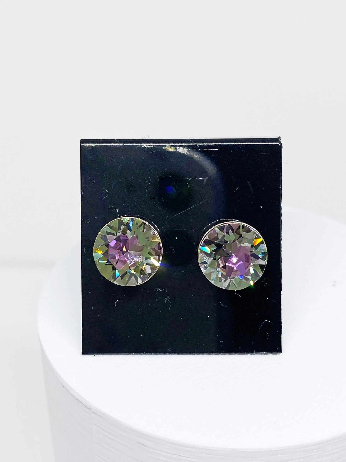 8mm Swarovski Crystal Stud Earrings in Crystal Vitrail Light, set in Sterling Silver