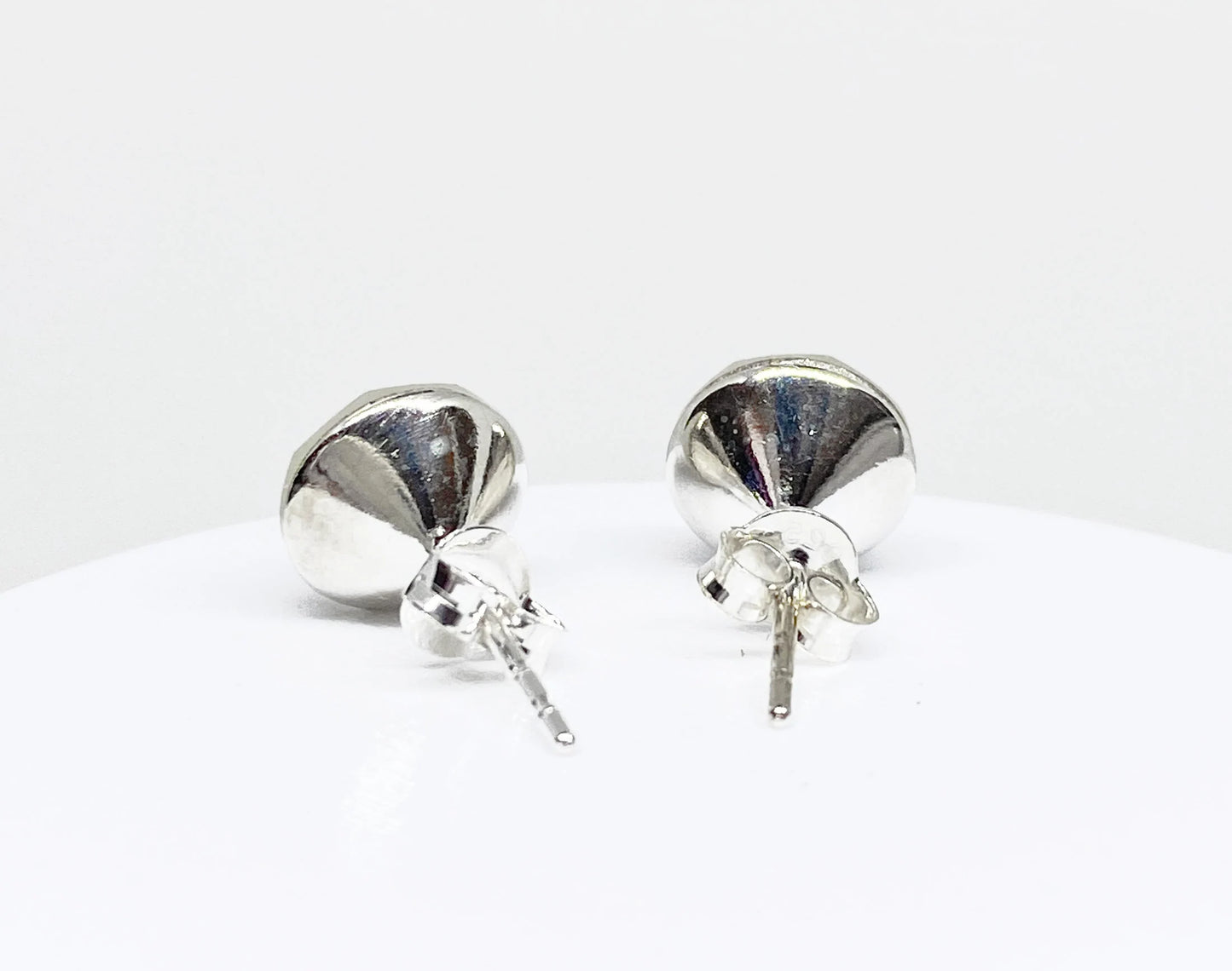 8mm Swarovski Crystal Stud Earrings in White Opal, set in Sterling Silver